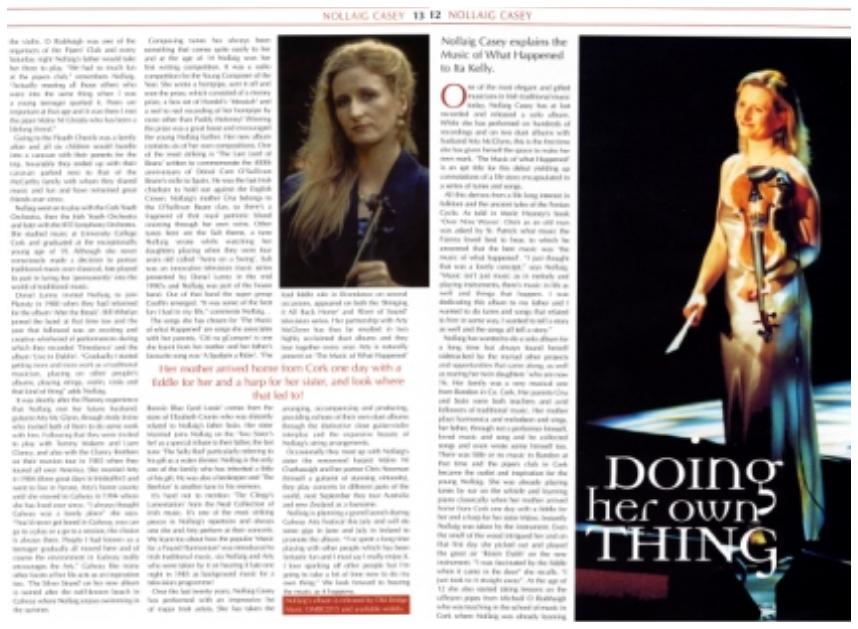 Irish Music Magazine article about Nollaig